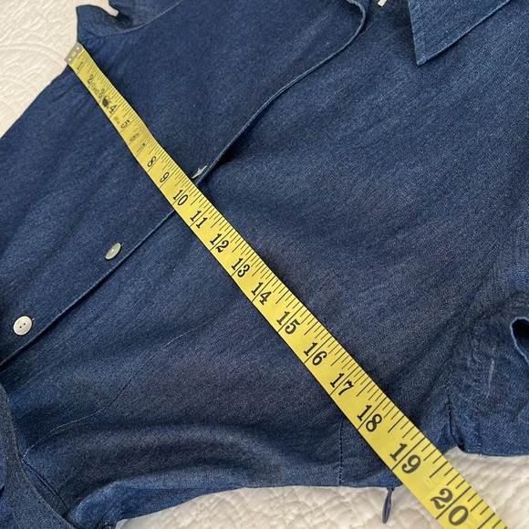 Talbots Cotton Shirtdress Denim Blue Women’s 8 Short Sleeves Western Classic - Picture 10 of 16